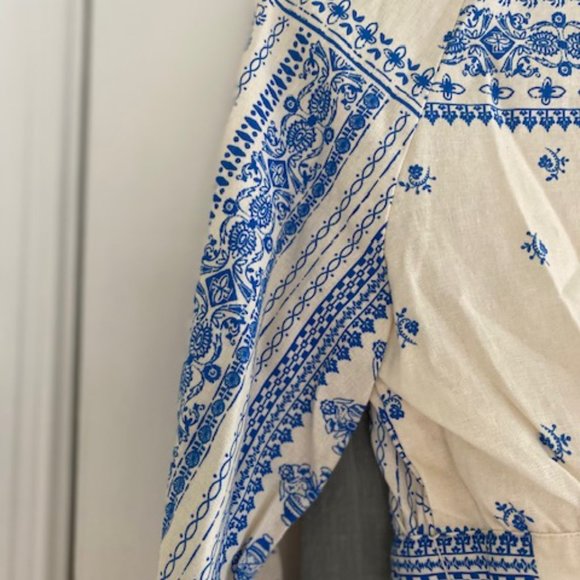 Maison D’Amélie Paris Blue Tile Print WrapTop and Skirt Set Preppy. Coastal - Picture 9 of 13